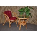 Ratanová sedací souprava Bahama 1+1 medová, polstr vínový – Hledejceny.cz