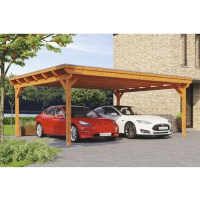 Konsta Přístřešek na auto dvojitý 618 x 500 cm dub světlý – HobbyKompas.cz