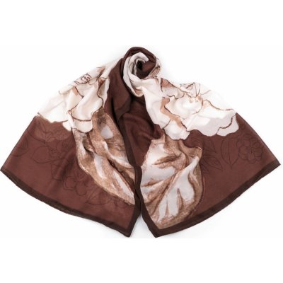 šátek šála s květy 2 hnědá – Zboží Mobilmania