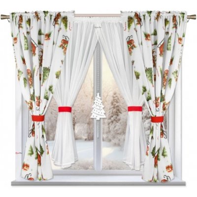 BytoTex Sada záclon s vánočním motivem L 694 bílá, 400 x 150 cm – Hledejceny.cz