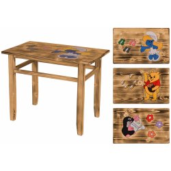 Drewmax jídelní stolek s obrázkem vyrobený z masivní borovice s obrázkem AD232 36x60x46 cm Výchozí