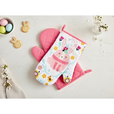 Kuchyňské bavlněné rukavice - chňapky FLOWER BOMB růžová 100% bavlna 19x30 cm – Hledejceny.cz