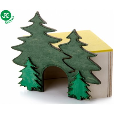 JK ANIMALS Dřevěný rohový domek Les pro křečky 10 x 10 x 11 cm – Zboží Mobilmania