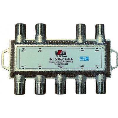AX DiSEqC switch 8x1, 8 LNB, podpora 1.2, kompatibilita s 4K – Sleviste.cz