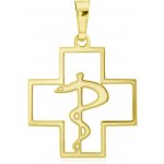 Gemmax Jewelry Zlatý přívěsek lékařský znak v kříži Aeskulapova hůl GUPYN 38381 – Hledejceny.cz