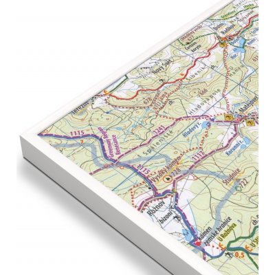 KČT 38 Hřebeny a Slapská přehrada - nástěnná turistická mapa 90 x 60 cm Varianta: mapa v hliníkovém rámu, Provedení: bílý rám – Zboží Mobilmania