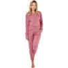 Davina 3026 dámské jednobarevné froté pyžamo starorůžové