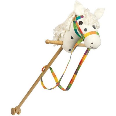 Koňská hlava na tyči Goki Jumper bílá s puntíky – Sleviste.cz