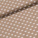 Bavlněné plátno bílá srdíčka na béžové, š.140cm (látka v metráži) – Zboží Dáma