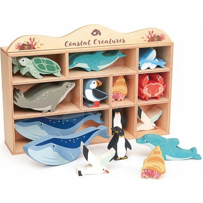 Tender Leaf Toys dřevěná mořská zvířata na poličce 30 ks Coastal set – Zboží Mobilmania