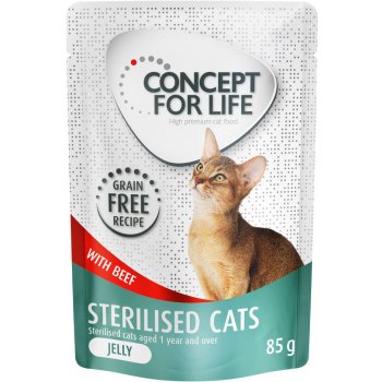 Concept for Life bez obilovin Sterilised Cats hovězí v omáčce 48 x 85 g