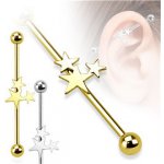 Piercingate Industrial piercing hvězdičky PIN00067 Zlatá Kuličky: – Zboží Dáma