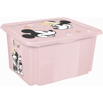 Plastový svět Plastový box Minnie 15 l světle růžový s víkem 38 x 28,5 x 20,5 cm – Zboží Mobilmania