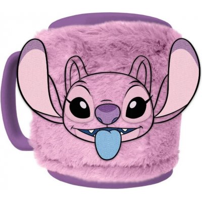 CurePink Keramický hrnek s chlupatým odnímatelným obalem Disney Lilo & Stitch Angel FZMG2401021 440 ml – Sleviste.cz