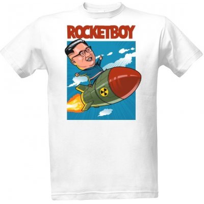 Tričko s potiskem Rocket Boy Kim Čong Un Clasic Hip Hop pánské Bílá