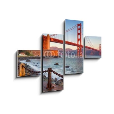 Obraz 4D čtyřdílný - 120 x 90 cm - San Francisco. Image of Golden Gate Bridge in San Francisco, California during sunrise. San Francisco. Obrázek Golden Gate Bridge v Sa