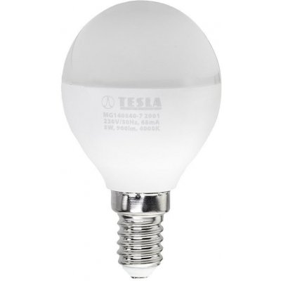 Tesla žárovka LED miniglobe klasik E14, 8W, denní bílá – Zbozi.Blesk.cz