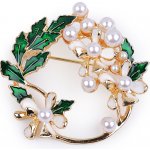 Stoklasa brož s perlami 1 zelená tmavá perlová – Zboží Dáma
