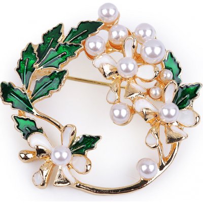 Stoklasa brož s perlami 1 zelená tmavá perlová – Zboží Dáma