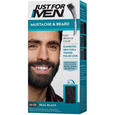Just For Men Hair Mustache And Beard M-55 REAL BLACK černá – Zboží Mobilmania