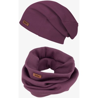 Doke Set Bavlněná čepice a nákrčník organic rib violet – Zboží Dáma