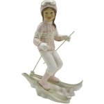 Dekorace socha dívka v růžovém svetru na lyžích - 12*8*19 cm - Clayre & Eef – Hledejceny.cz