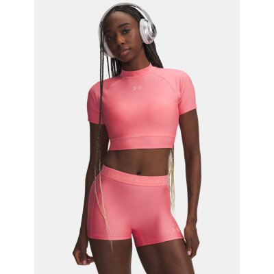 Under Armour Dámské tričko HeatGear Crop Mock SS Růžová – Sleviste.cz