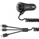 Budi Nabíječka do auta 2x USB 068T3, 3,4A + Kabel 3v1 USB do USB-C / Lightning / Micro USB (černá) 068T3