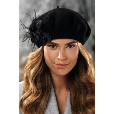 Krumlovanka Zimní dámský baret s květem W-0759/018 černý – Hledejceny.cz
