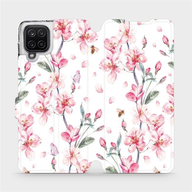 Pouzdro Mobiwear parádní flip Samsung Galaxy A12 - M124S Růžové květy