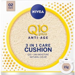 Nivea Q10 Plus Anti-Age Cushion Pečující tónovací krém v houbičce 3 v 1 02 tmavý 15 g