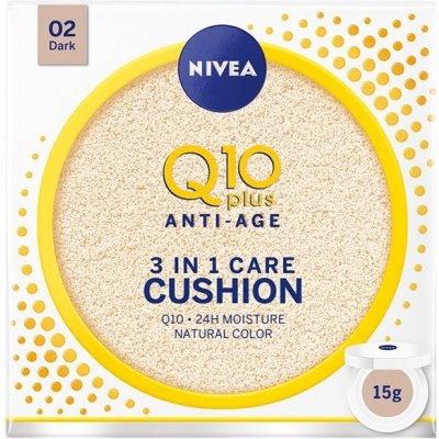 Nivea Q10 Plus Anti-Age Cushion Pečující tónovací krém v houbičce 3 v 1 02 tmavý 15 g