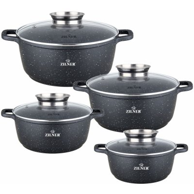 Zilner sada mramorových hrnců se skleněnou poklicí Sada hrnců na vaření s mramorovým povrchem Zl 8900 8 ks – Zboží Dáma