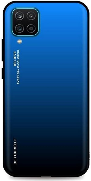 Pouzdro TopQ LUXURY Samsung A12 pevný duhový modrý