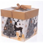 Krabice dárková papír vánoční zlatá 17x17x17 cm – Sleviste.cz