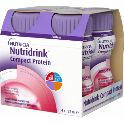 NUTRIDRINK COMPACT PROTEIN S PŘÍCHUTÍ CHLADIVÉHO ČERVENÉHO OVOCE POR SOL 4X125ML – Hledejceny.cz