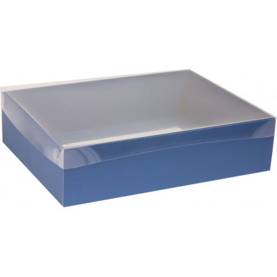 Dárková krabice s průhledným víkem 400x300x100/35 mm, modrá – Zboží Mobilmania
