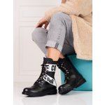 Klasické kotníčkové boty dámské na plochém podpatku černé – Zboží Mobilmania
