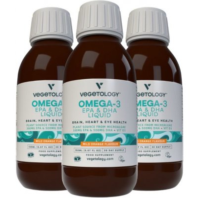 Vegetology Opti3 Liquid. Omega 3 EPA a DHA s vitamínem D 150 ml 3-balení