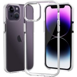 Pouzdro Appleking transparentní s barevným rámem z měkkého plastu iPhone 14 Pro - bílé