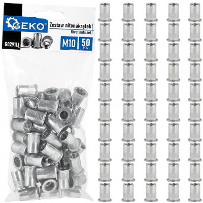 GEKO Nýtovací matice M10 (1,0–3,5) hliníkové, 50 ks - G02911J – Zboží Mobilmania
