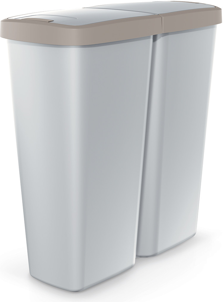 Prosperplast COMPACTA Q DUO popelavý se světle hnědým víkem 50 l