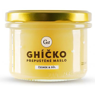 České Ghíčko Ghí přepuštěné Máslo speciál česnek & sůl 220 ml