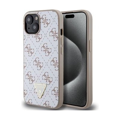 Guess PU Leather 4G Triangle Metal Logo iPhone 15 White