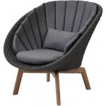 Cane-line Nízké křeslo Peacock, 91x93x87 cm, nohy teak, rám hliník, výplet lanko Soft Rope sand, bez polstrů – Hledejceny.cz