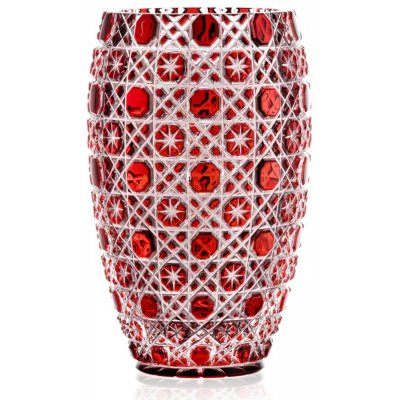 Bohemia Crystal Ručně broušená váza Osmihran Rubín 205mm – Hledejceny.cz