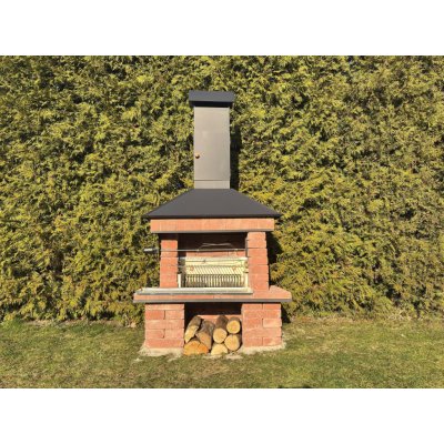 Zahradní krby Jiří Věříš Víceúčelový zahradní krb s udírnou RUSTIKA 170 cm Vpravo Výška podstavce krbu 65 cm – Zboží Dáma