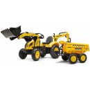 Falk Šlapací traktor 2086W Komatsu s bagrem a Maxi vyklápěcím přívěsem