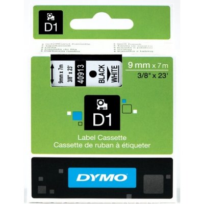 Páska Dymo D1 9 mm x 7m, černý tisk/bílý podklad 40913, S0720680 – Zboží Mobilmania