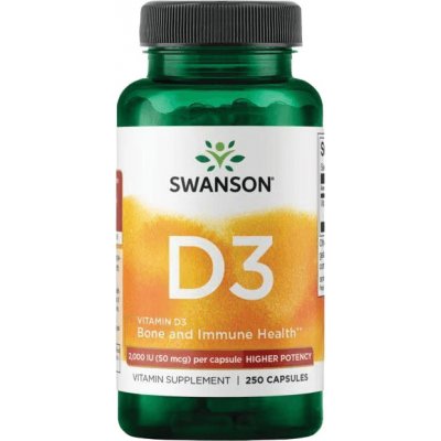 Swanson Vitamín D3 2000 IU, 250 kapslí, Higher Potency